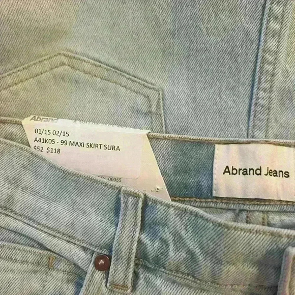 NWT Abrand Jeans 99 Maxi Skirt in Sura color. Size 26 waist. - Picture 3 of 11